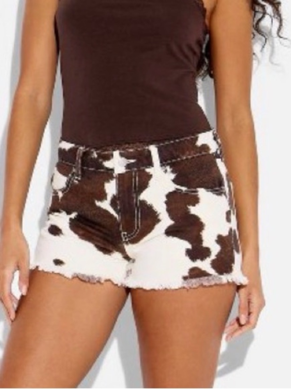wild fable Brown and White Cowprint Denim Shorts